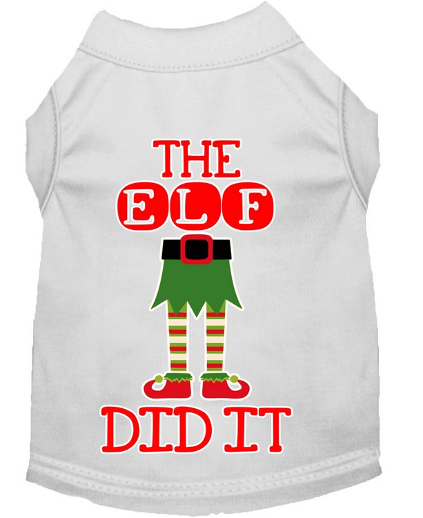 The Elf Did It Screen Print Dog Shirt White XS